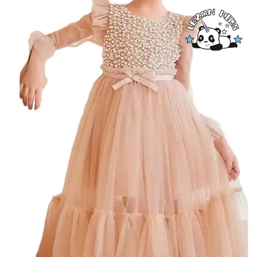 LEZONKIDS - Vestido de Noiva de Página para Meninas Elegante e Barato, Saia Longa, Manga Voadora, Vestido Inchado